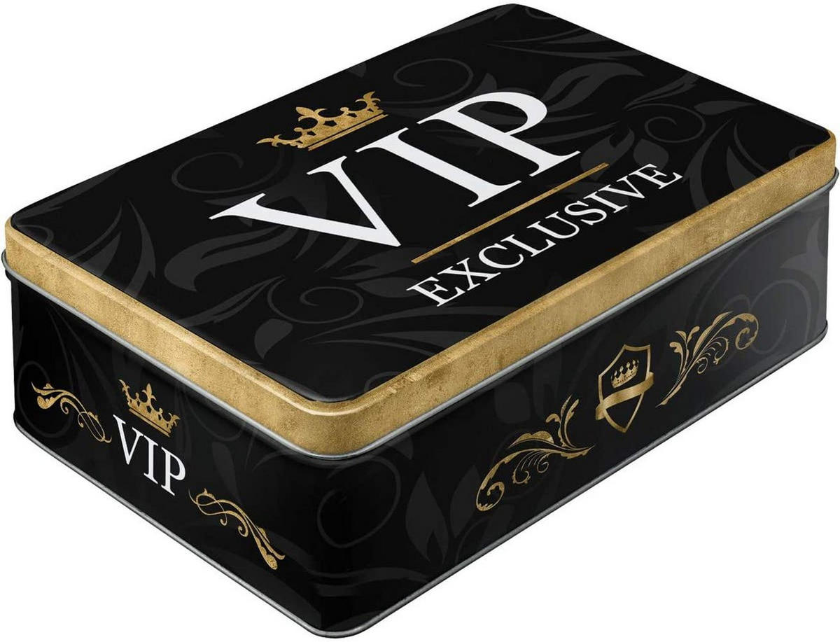 VORRATSDOSE flach Achtung VIP Exclusive - Multicolor, Metall (23/7/16cm) - Nostalgic-Art