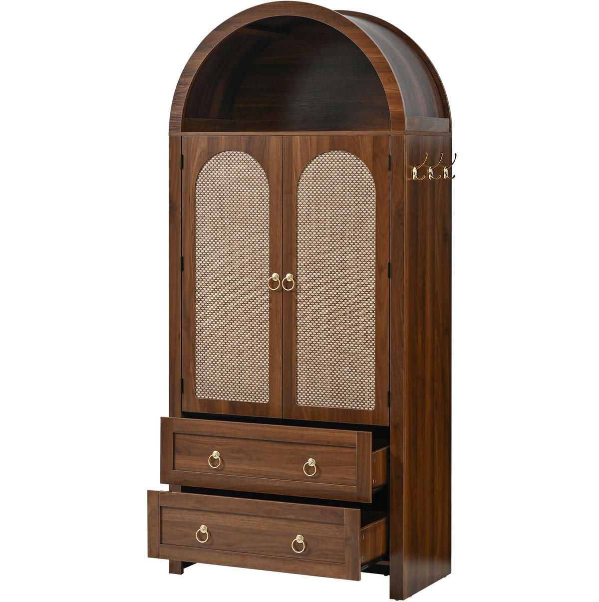 HIGHBOARD 80/180/40 cm Nussbaum aus MDF mit Rattantüren - Nussbaumfarben, Holzwerkstoff (40/180/80cm) - OKMYHOME