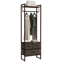 KLEIDERSTÄNDER DE-17890 mit 3 Stoffschubladen & Kleiderstange Braun - Braun, Metall (58.5/178/30cm) - ComfortXL