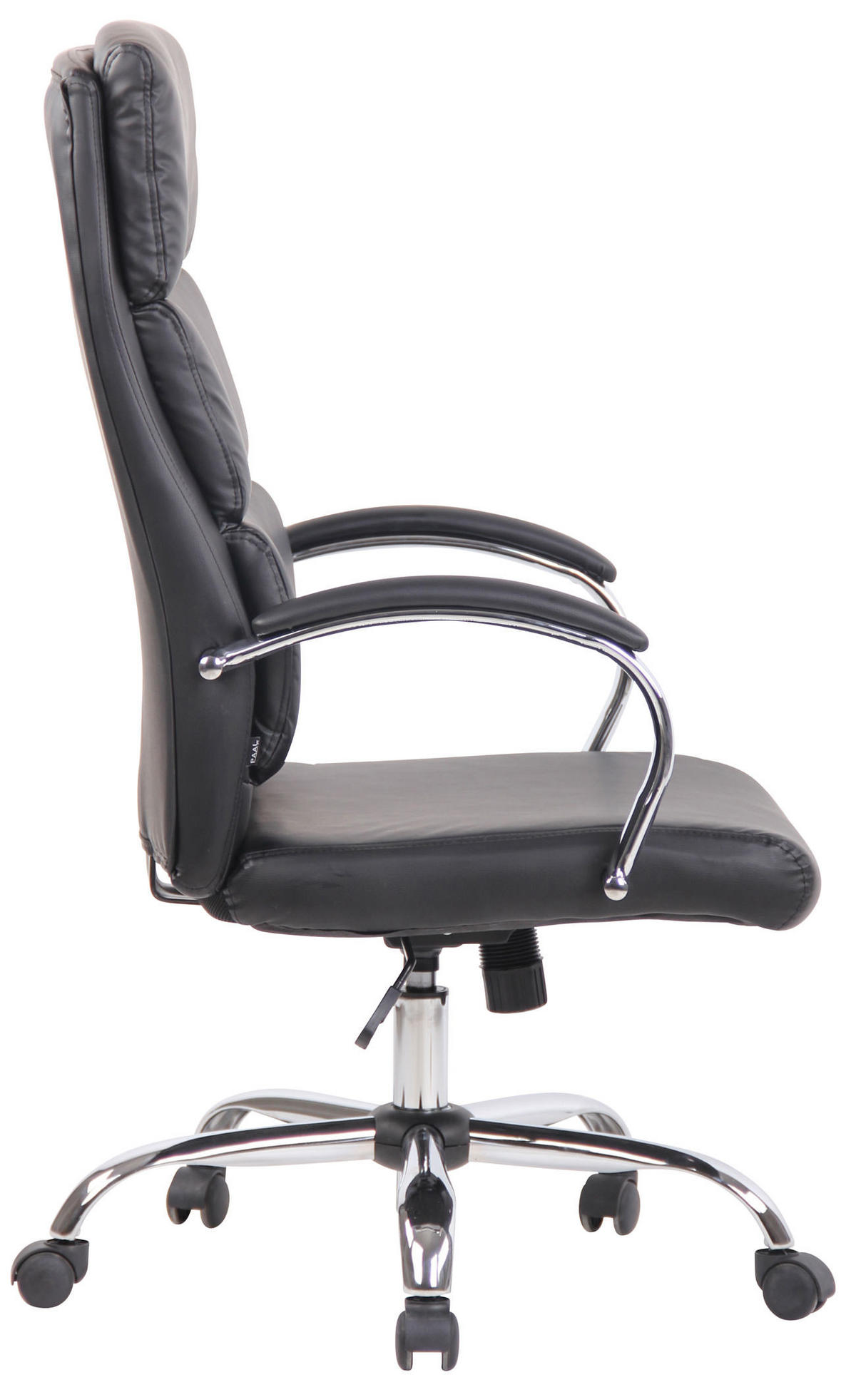 CHEFSESSEL Lederlook schwarz - Chromfarben/Schwarz, Textil/Metall (64/112/70cm) - CLP