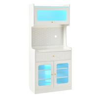 BUFFET DE-38320 80/40/180 cm mit LED-Beleuchtung und Riffelglas Weiß - Weiß, Holzwerkstoff (80/180/40cm) - ComfortXL