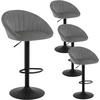 BARHOCKER 4er Set mit Rückenlehne, Samt, Dunkelgrau - Dunkelgrau/Schwarz, Textil/Metall (53/83/45cm) - Woltu