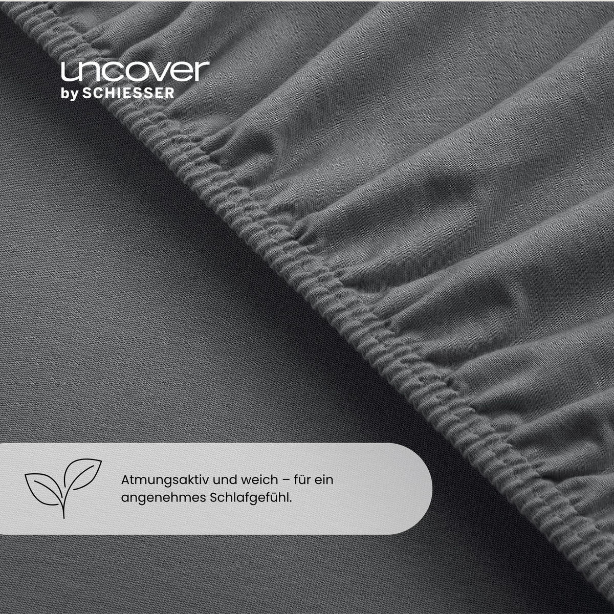 SPANNBETTLAKEN New Jersey - 100% Baumwolle - 100x200 cm - Dunkelgrau - Dunkelgrau, Textil (100/200cm) - Uncover by Schiesser