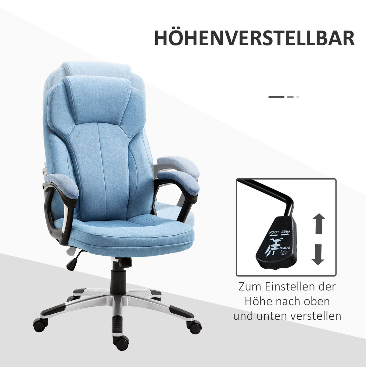BÜROSTUHL ergonomisch höhenverstellbar 66x75x110-120 cm Light Blue - Hellblau, Kunststoff (75/58/66cm) - Meubliv