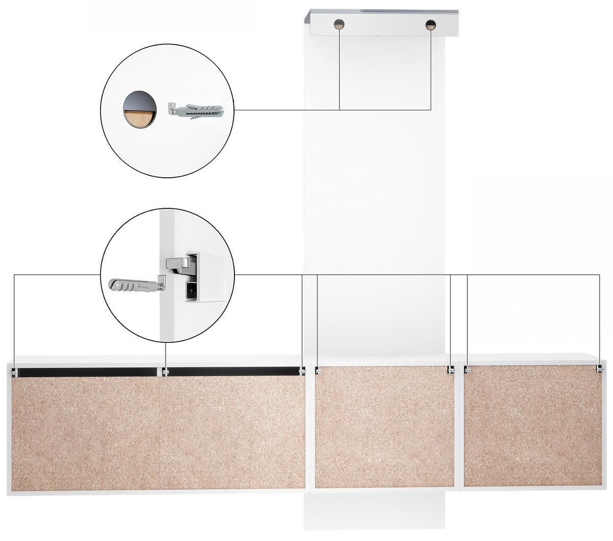 GARDEROBE Carlton Paneel in Sandgrau Hochglanz - Sandfarben, Holzwerkstoff (208/193/35cm) - Vladon
