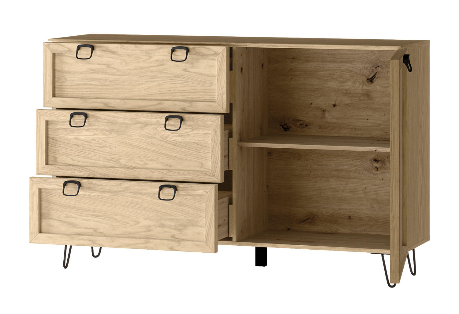 KOMMODE Limbo Eiche Artisan 140 / 42 / 89cm - Eiche Artisan/Braun, Holz/Metall (140/89/42cm) - Feldmann-Wohnen