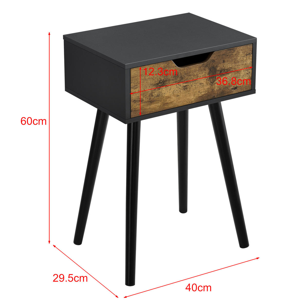 BEISTELLTISCH-SET 2 TLG. Östersund - Dunkelbraun/Schwarz, Holz/Holzwerkstoff (29.5/40/60cm) - [en.casa]