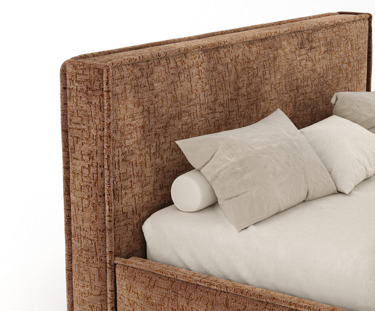 POLSTERBETT Lounge Dunkelorange 200/200 cm im Chenille-Stoff - Dunkelorange/Naturfarben, Holz/Holzwerkstoff (200/200cm) - Maison de Reve