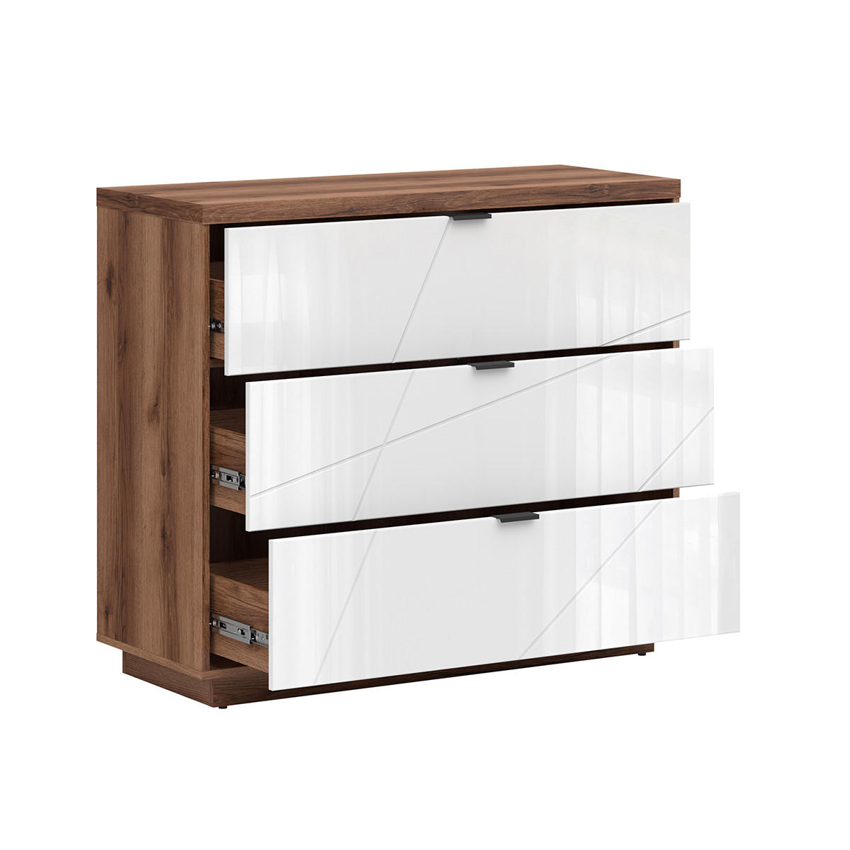 KOMMODE Sven Weiß und Holz - Weiß, Holzwerkstoff (106/93/42cm) - Petits-meubles