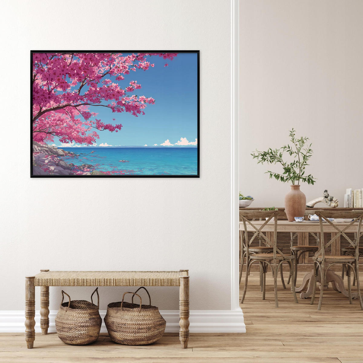 BILDER mit Rahmen Ozean Landschaft Blau 120x80 cm - Multicolor, Holzwerkstoff (120/80cm) - Wallarena