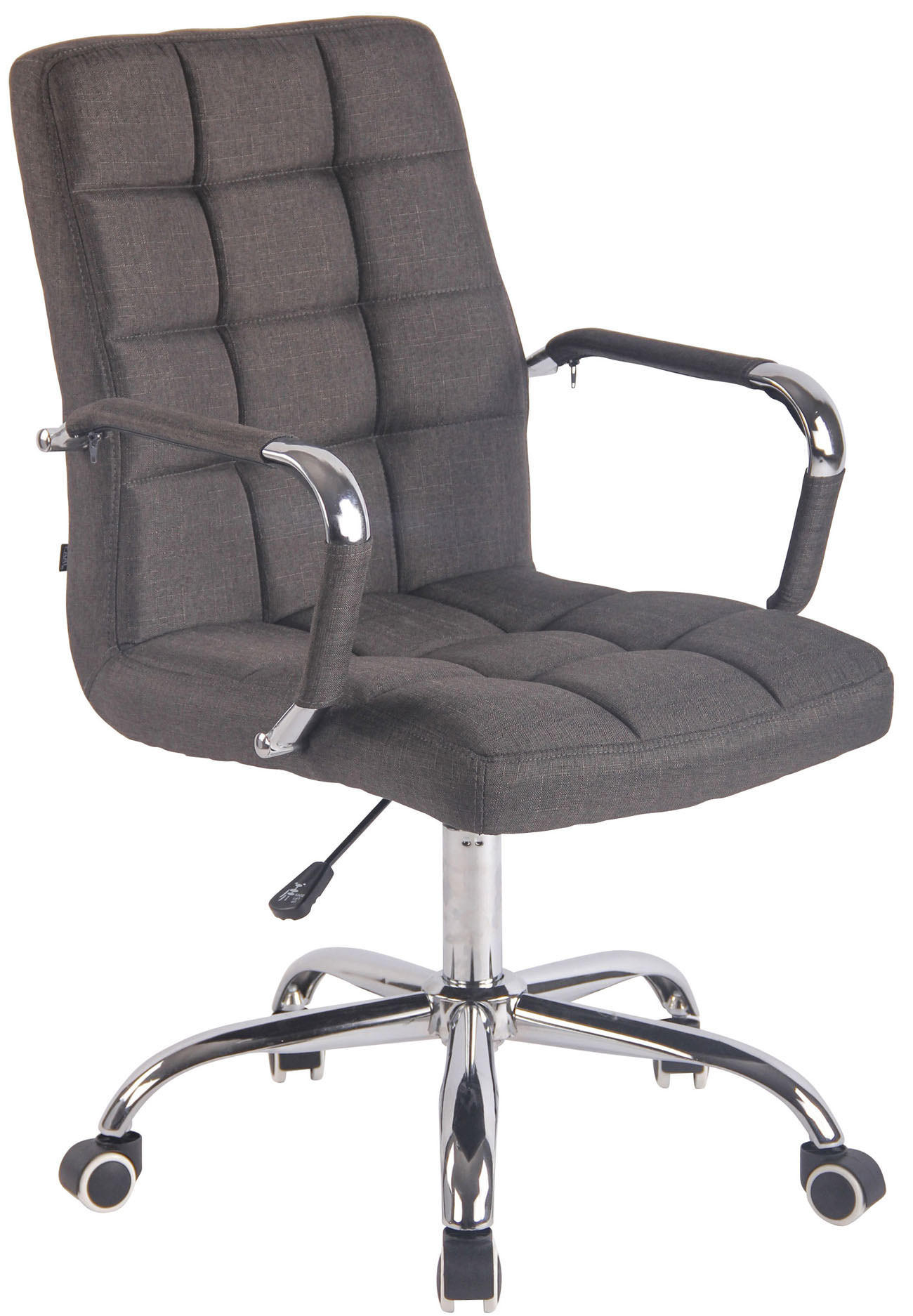 DREHSTUHL Stoff dunkelgrau - Chromfarben/Dunkelgrau, Textil/Metall (56/94/62cm) - CLP