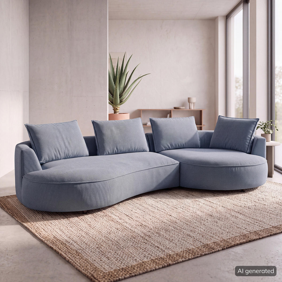 BIGSOFA - Blau, Kunststoff/Textil (322/82/154cm) - home24