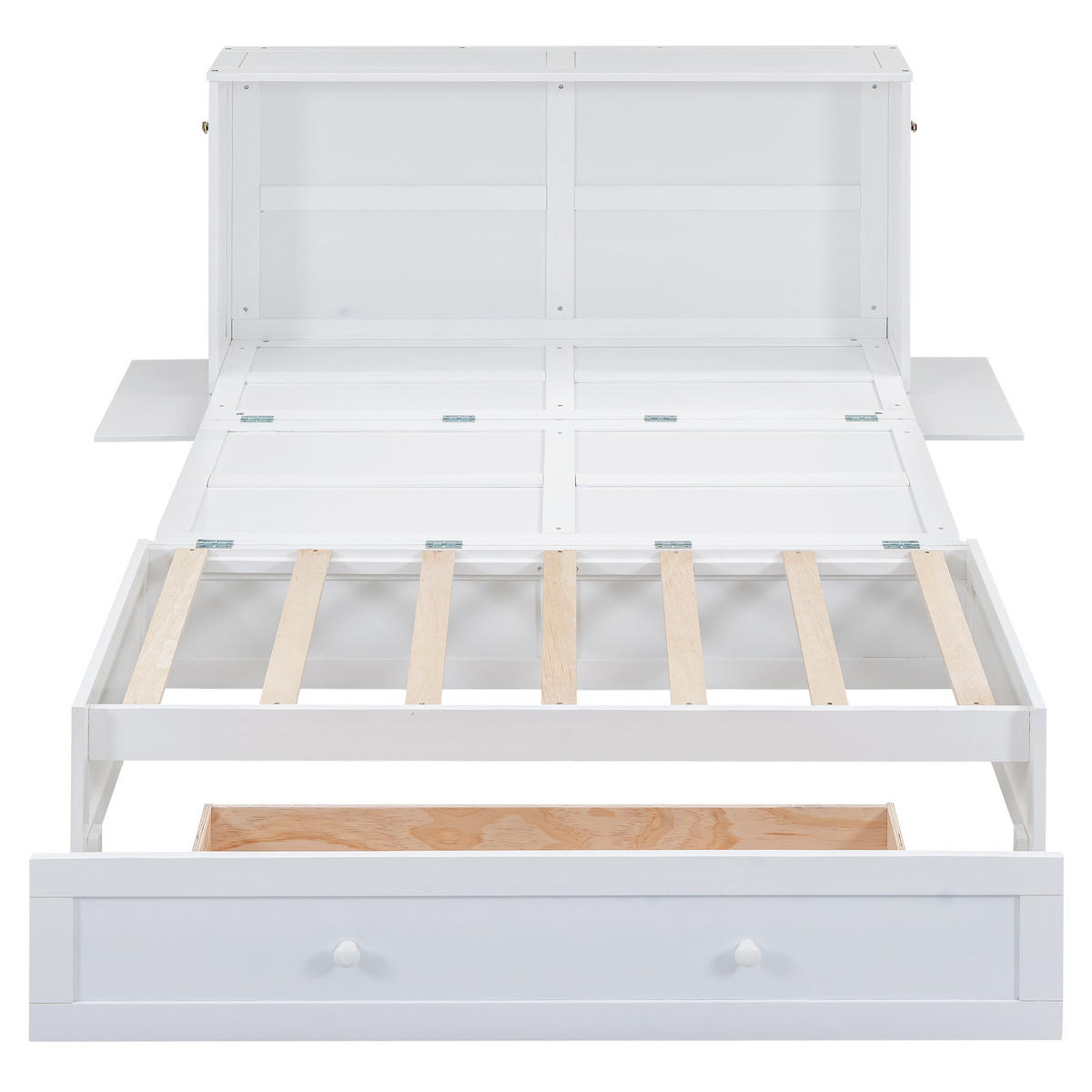SCHRANKBETT 140x200cm Weiß mit Schubladen und Regal verwandelbar - Weiß, Holz (140/200cm) - FLIEKS