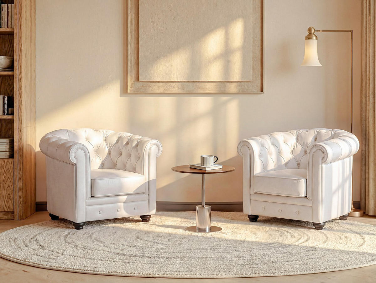 SESSEL mit gerader Rückenlehne - 2 Personen - Kunstleder - Weiß - - Weiß, Leder (82/72/78cm) - Vente-Unique