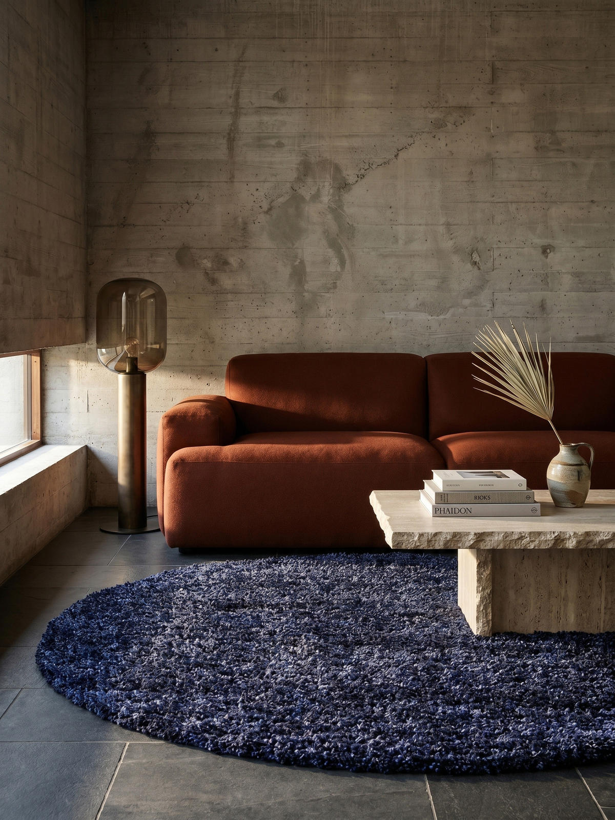 TEPPICH Hochflor Unifarben Polypropylen Wohnzimmer Shaggy Marineblau Rund 80x80 - Blau, Textil (80/80cm) - KADIMA DESIGN