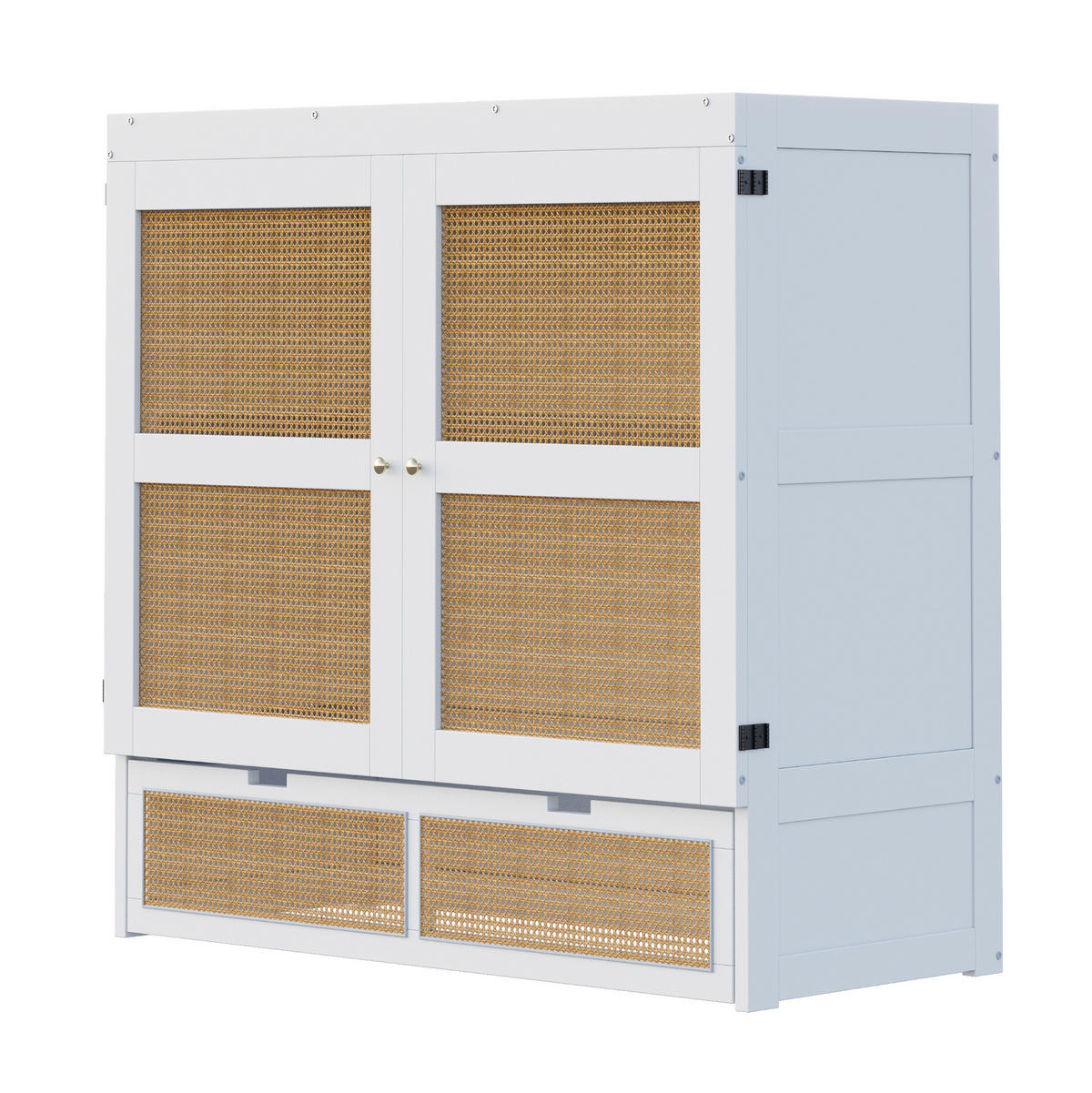 SCHRANKBETT 140/200 cm Weiß mit Stauraum und Schubladen - Weiß, Holz (140/200cm) - MIVRAY