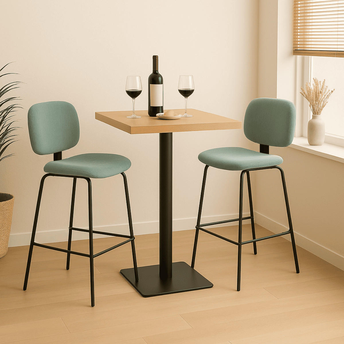 HOCKERN (Set aus 2) aus cordstoff mit schwarzen metallbeinen - arus 44/50/65 cm - Schwarz, Textil (50/65/44cm) - Calicosy