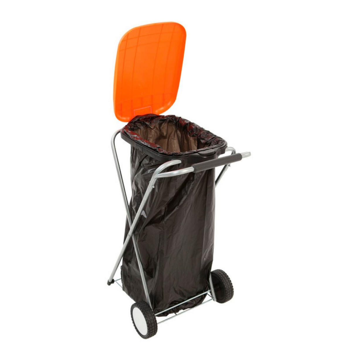 MÜLLEIMER Klassischer Abfallsackständer Mit Deckel und Rollen 83 x 44 x 56 cm Verzinkte Rohre Orange - Orange, Metall (44/83/56cm) - PROREGAL
