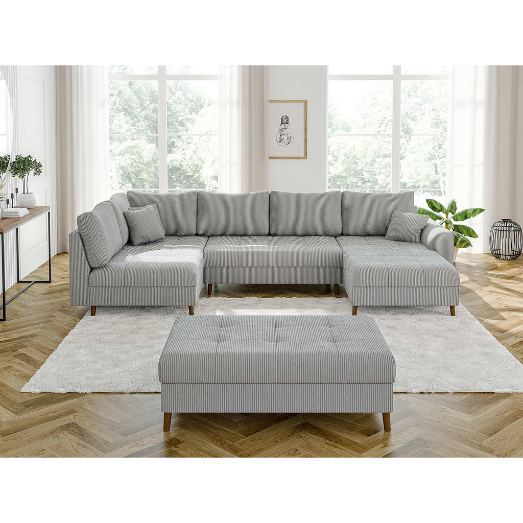 Thumbnail - S-Style Möbel Wohnlandschaft, Hellgrau, Textil, Echtholz,Buche, Birke, 8-Sitzer, Füllung: Silikon,Silikon,Polyetherschau...