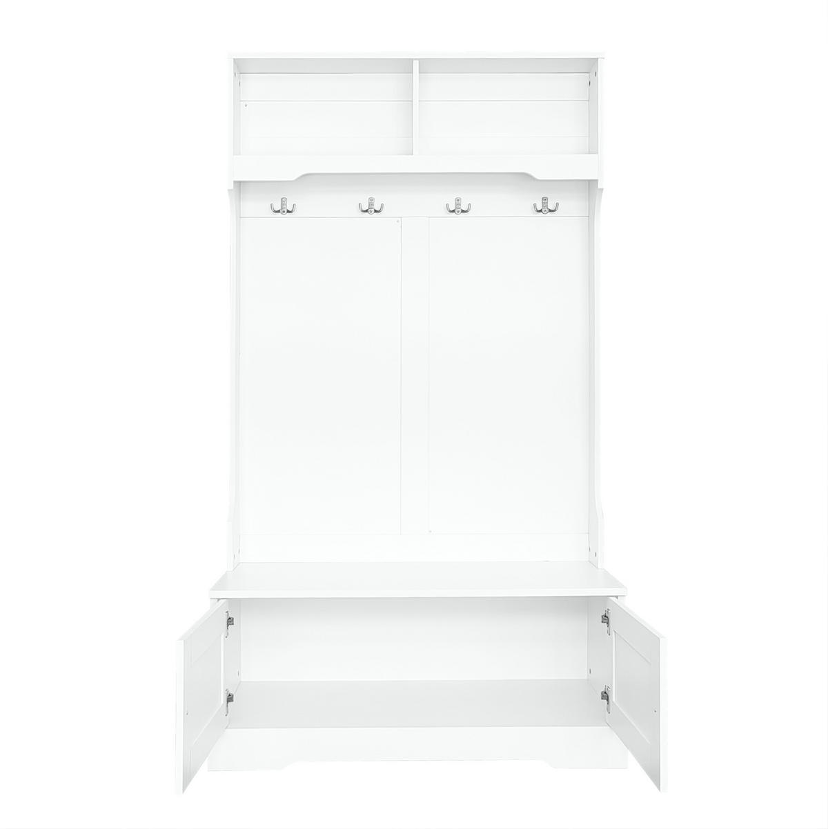 GARDEROBE 101,5/183 cm Weiß aus Spanplatte mit Sitzbank - Weiß, Holzwerkstoff (101/183/47cm) - OKMYHOME