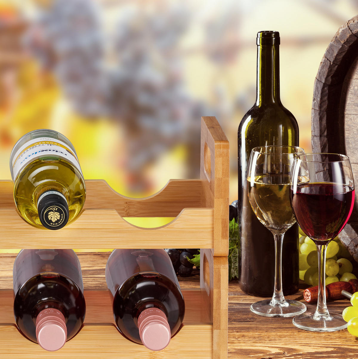 WEINREGAL - Hellbraun, Holz (47/24/18cm) - Relaxdays