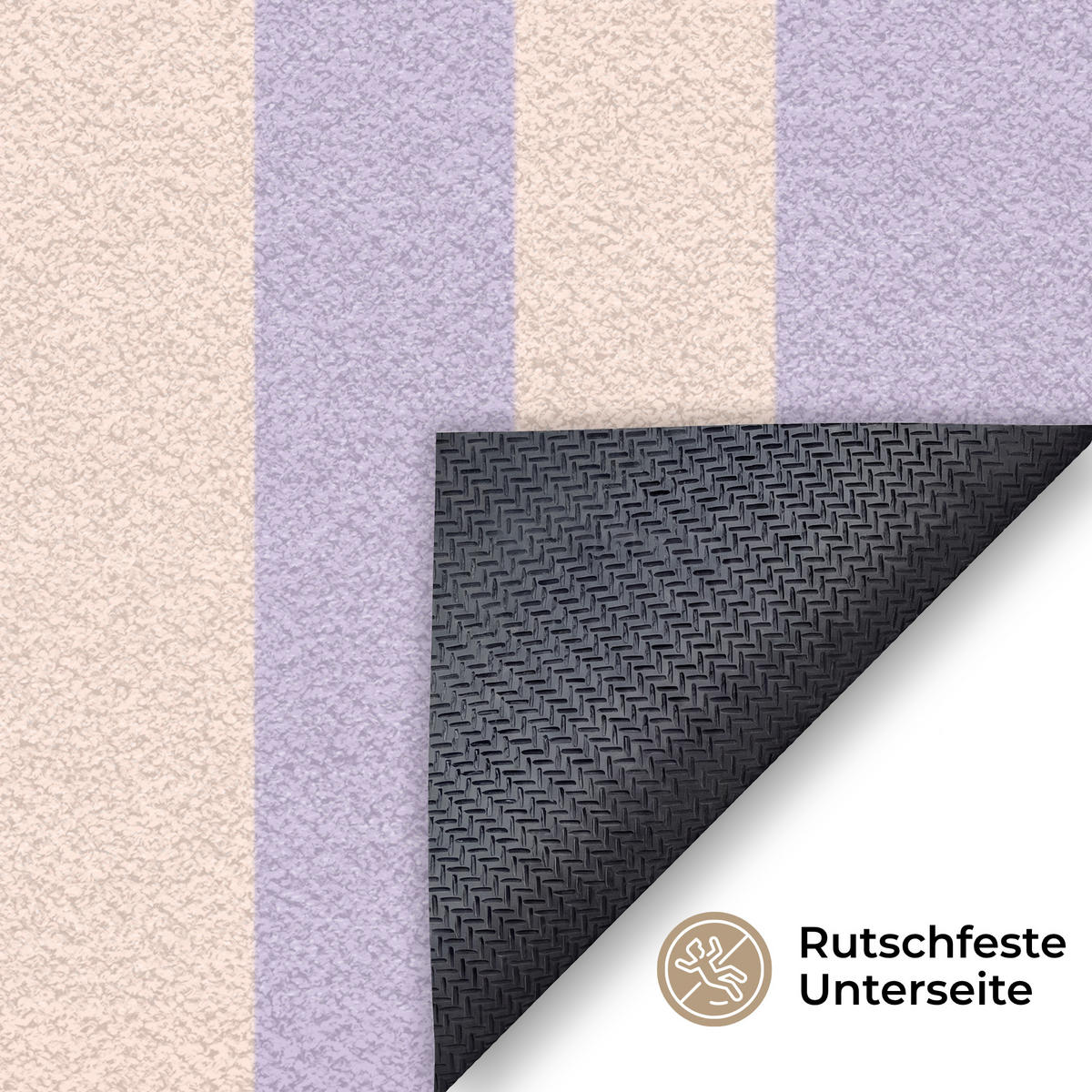 FUSSMATTE Ciao - Zitat - Pastell - Streifen Schmutzfangmatte 150x90 cm - Flieder, Kunststoff (150/90cm) - MuchoWow