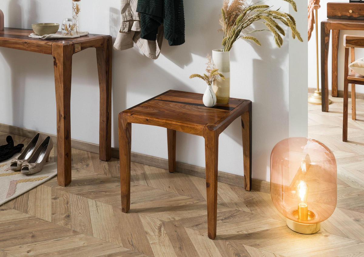 BEISTELLTISCH Sheesham 50x50x50 dunkelbraun lackiert ANCONA #250 - Dunkelbraun, Holz (50/50/50cm) - Massivmoebel24