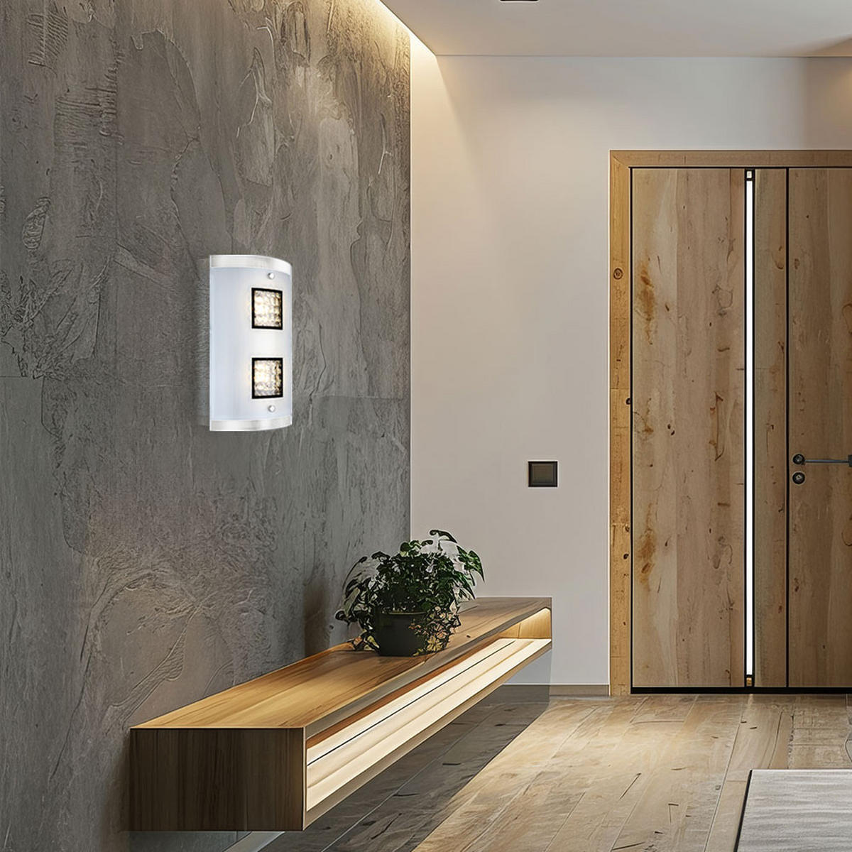 LED WANDLEUCHTE Sterni Silber - Silberfarben, Glas (18/30/6.2cm) - Globo Lighting