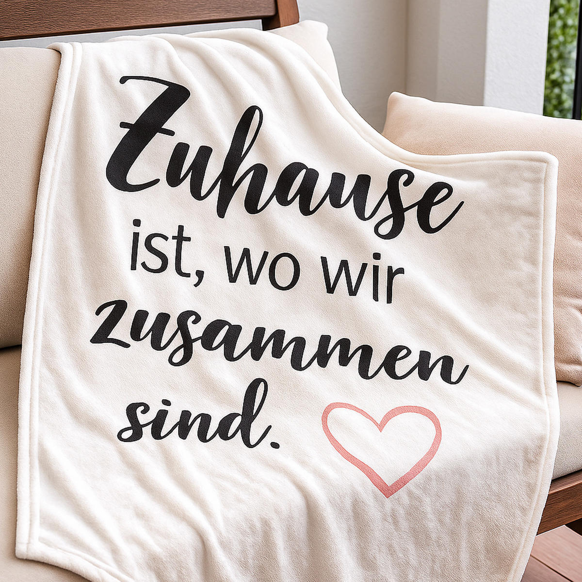 KUSCHELDECKE mit Spruch - 130x160cm Weiß - Weiß, Textil (130/160cm) - Bestlivings