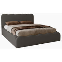 POLSTERBETT 140x200 Wave, Bettkasten, Samtstoff, Dunkelgrau - Dunkelgrau, Holz/Textil (140/200cm) - Emporius