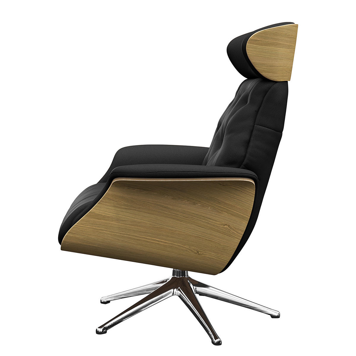 RELAXSESSEL - Echtleder - Chromfarben/Schwarz, Leder/Metall (83/110/83cm) - home24