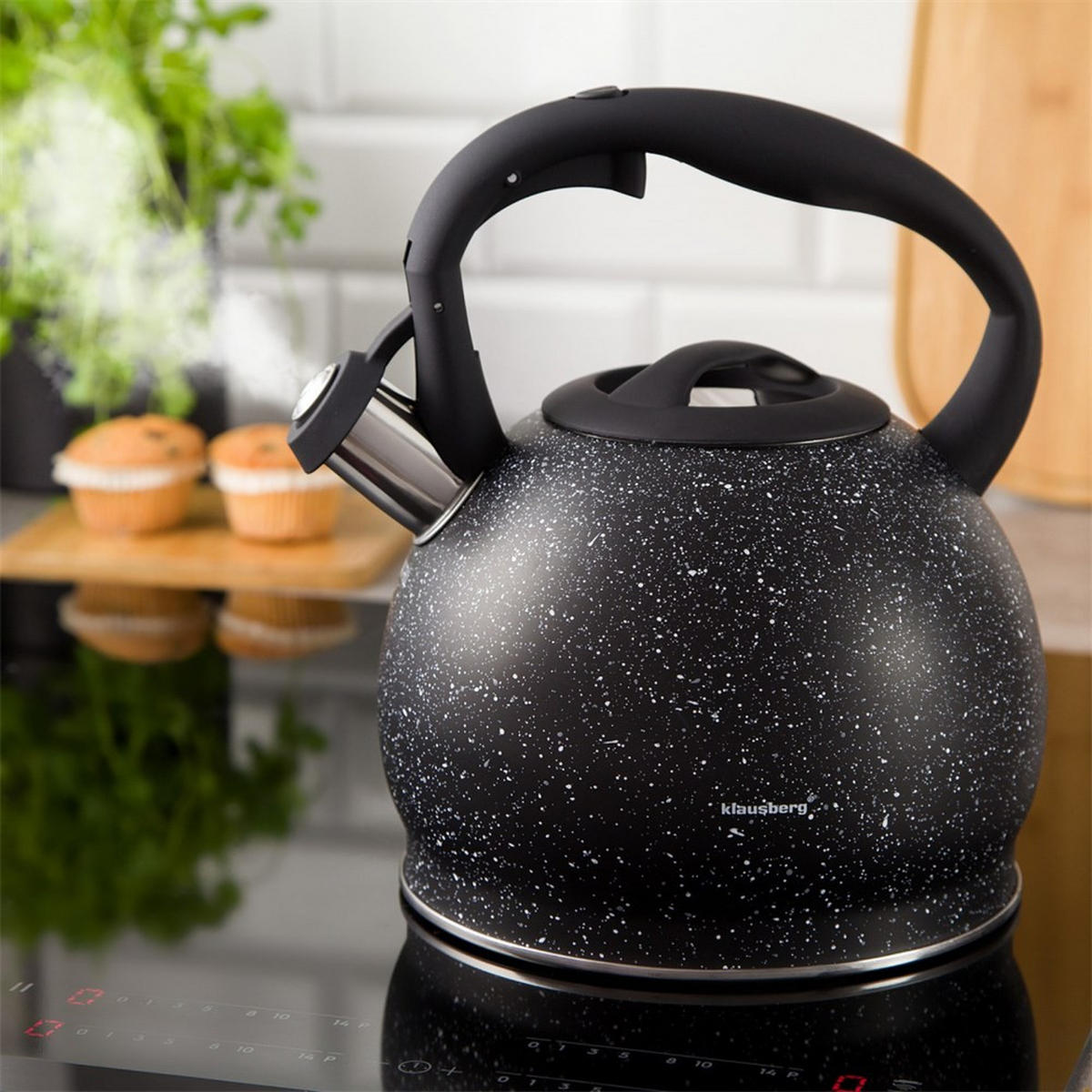 WASSERKESSEL Schwarz 22/19/23 cm KB7266 - Schwarz, Metall (22cm) - Klausberg 