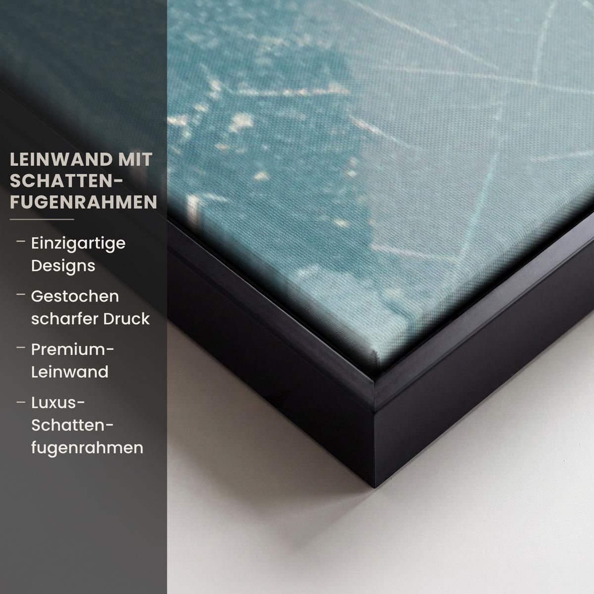 LEINWAND Bilder mit Rahmen - Abstrakt - Kunst - Gold - Blau - 80x120 - Petrol, Textil (80/120cm) - MuchoWow