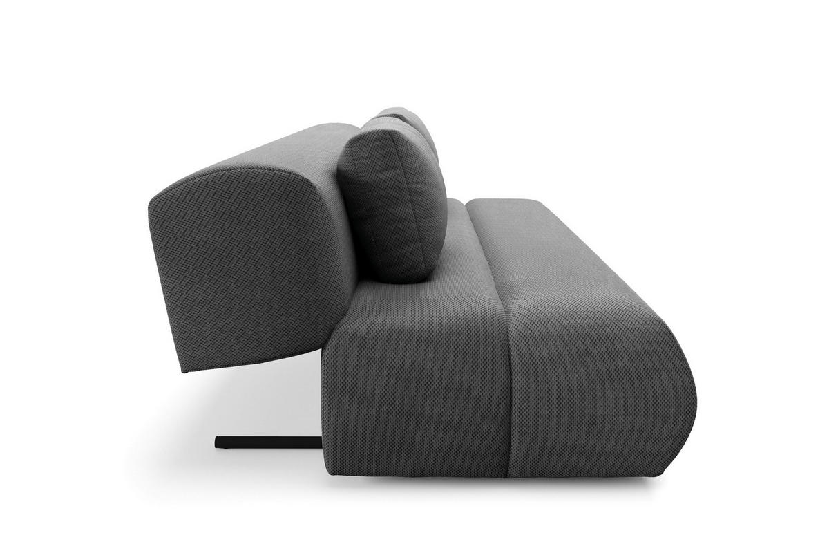 BETTSOFA ATOMO Grau Velours-Stoff mit Schlaffunktion - Grau, Holz (217/82/134cm) - MASSENO