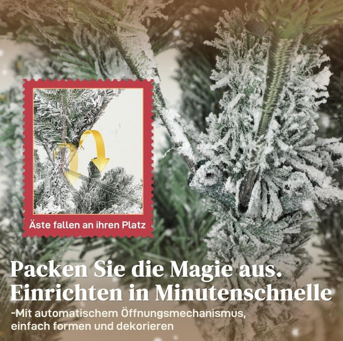 WEIHNACHTSBÄUME 93/93/150 cm weiß/grün aus Kunststoff mit Schneeoptik - Weiß, Kunststoff (150cm) - OKWISH