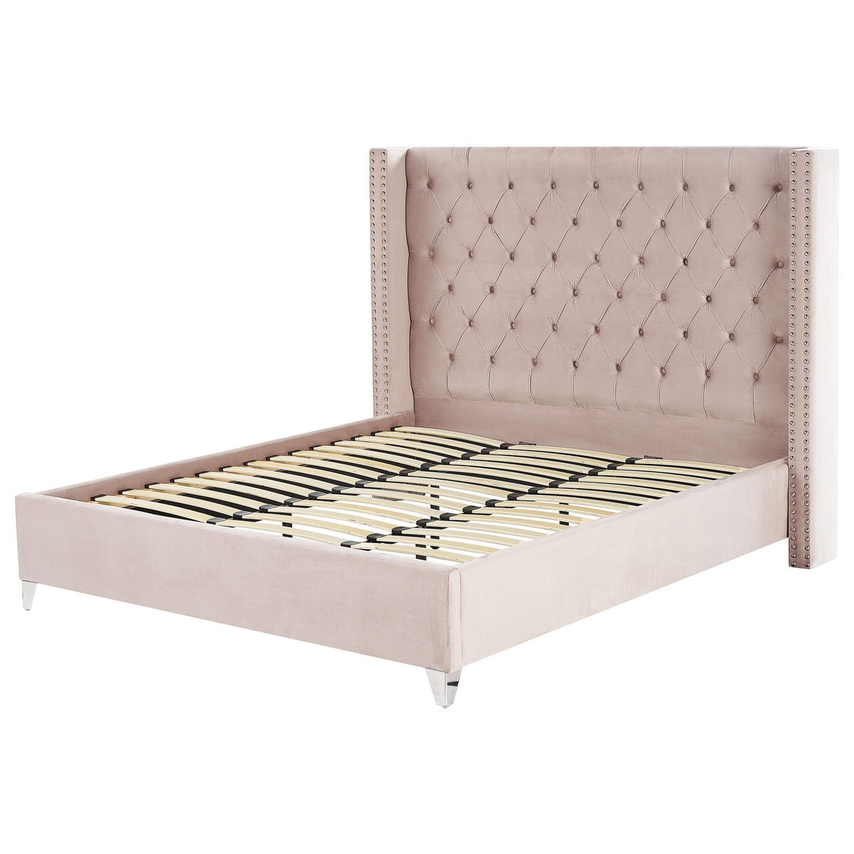 POLSTERBETT 180/200cm Pastellrosa Lubbon - Pink, Textil (180/200cm) - Beliani