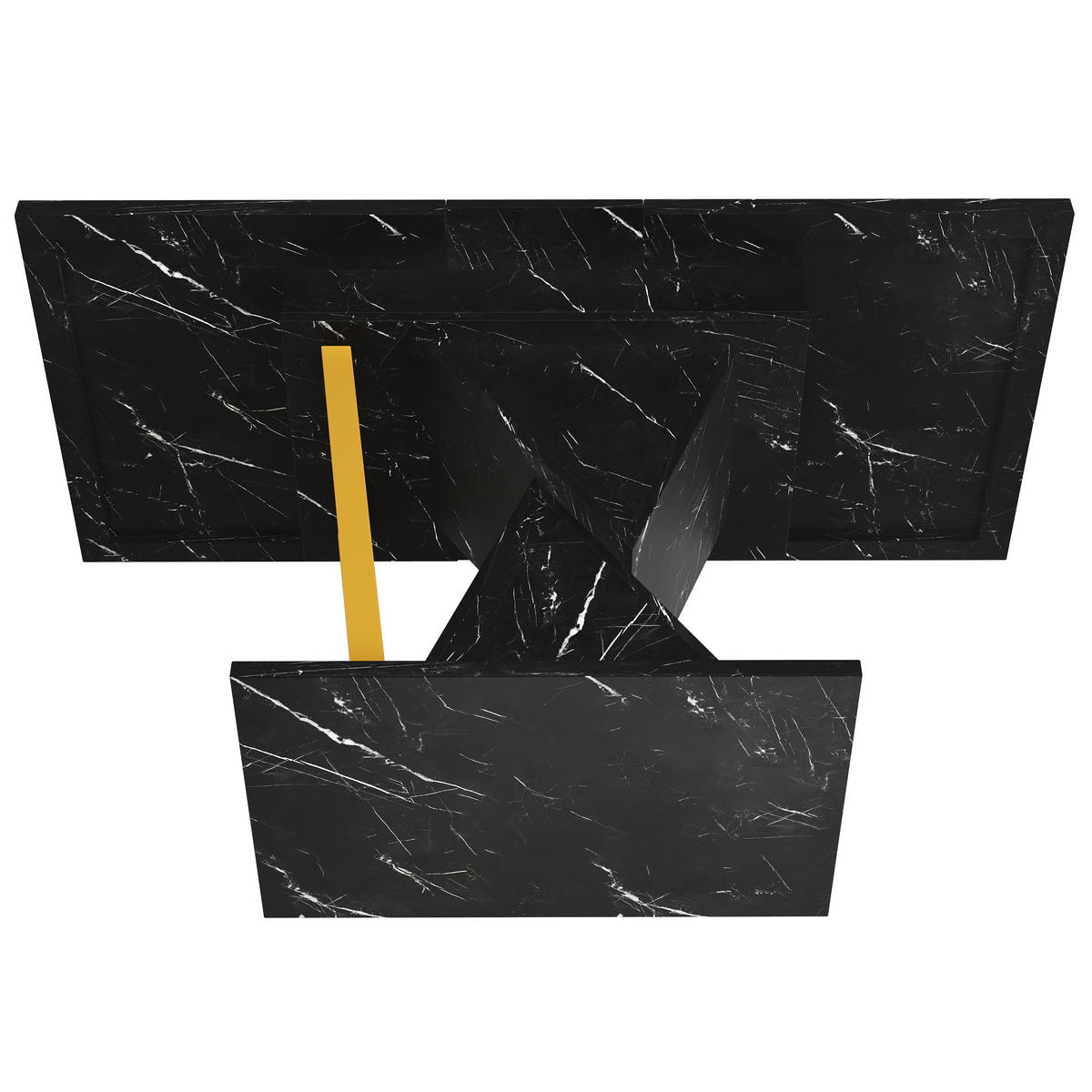 ESSTISCH 110/80/76 cm Schwarz ausziehbar mit Marmoroptik Tischplatte aus MDF - Schwarz, Holzwerkstoff (110/80/76cm) - OKWISH