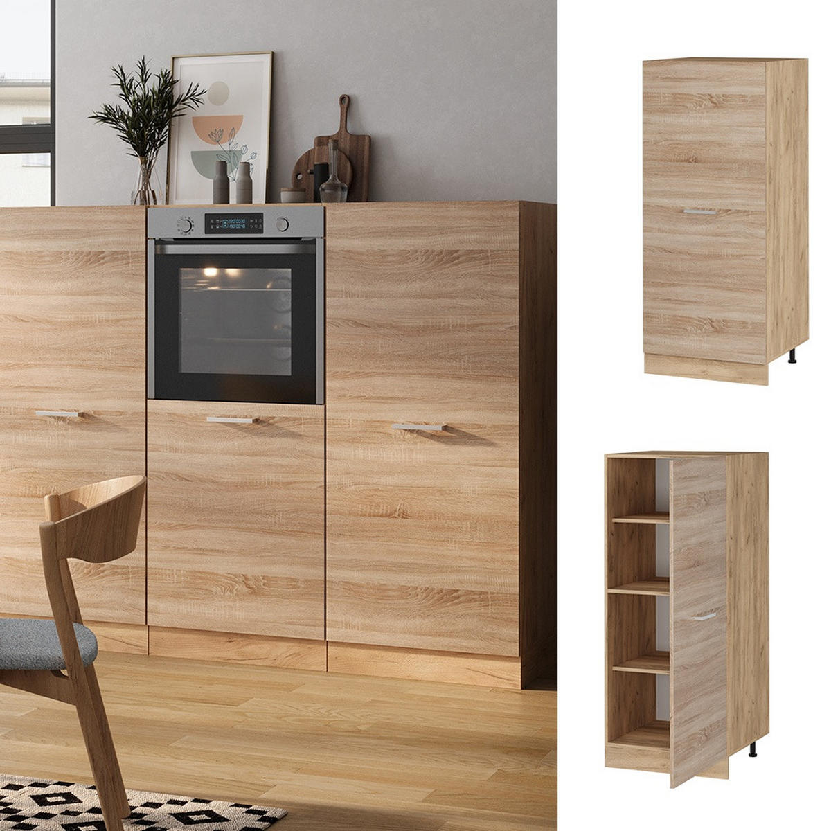 VORRATSSCHRANK R-Line Sonoma 60 cm - Honigeiche/Sonoma Eiche, Holzwerkstoff (60/143/57cm) - Vicco
