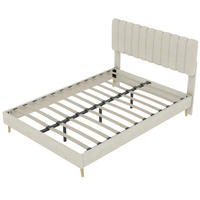 POLSTERBETT 140/200 cm DE-35459 mit Kopfteil Beige - Beige, Metall (140/200cm) - ComfortXL
