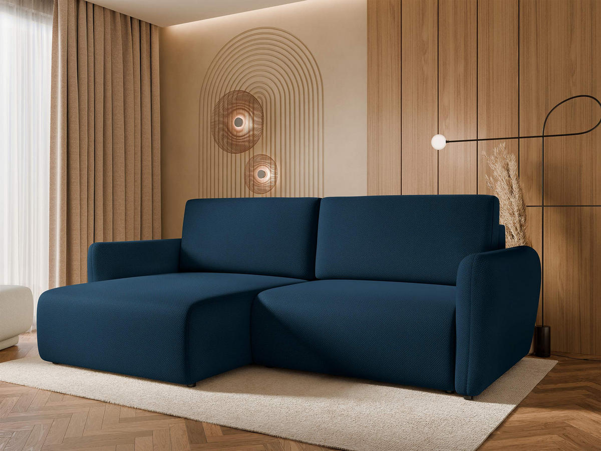ECKSOFA Goya Slim - Blau/Schwarz, Holz/Kunststoff (234/140cm) - MIRJAN24