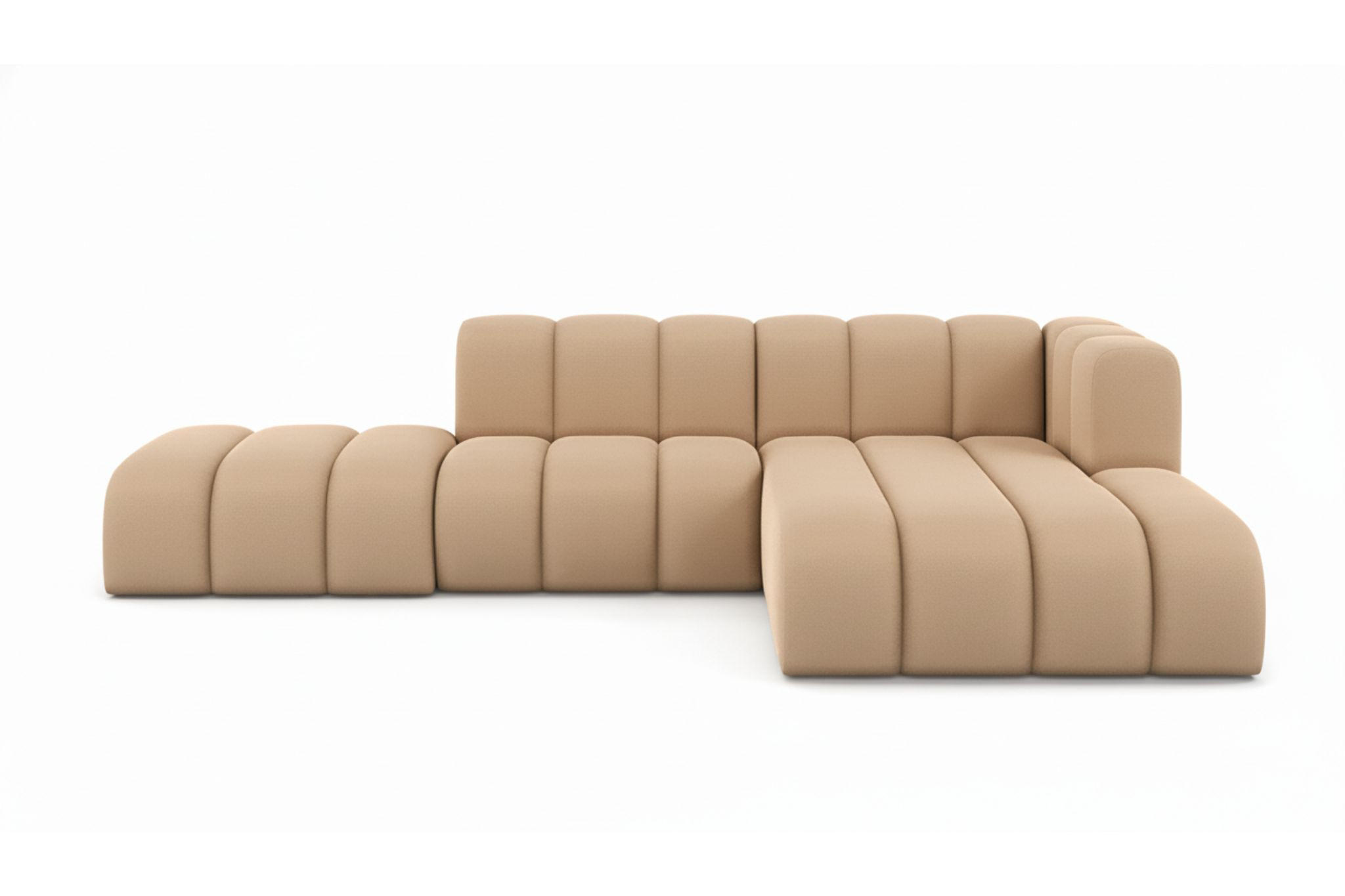 ECKSOFA L-form mit Hocker, Grand Mini, Stoff Salvador, Beige, Rechts - Beige, Holz (295/179cm) - Kaiser Möbel