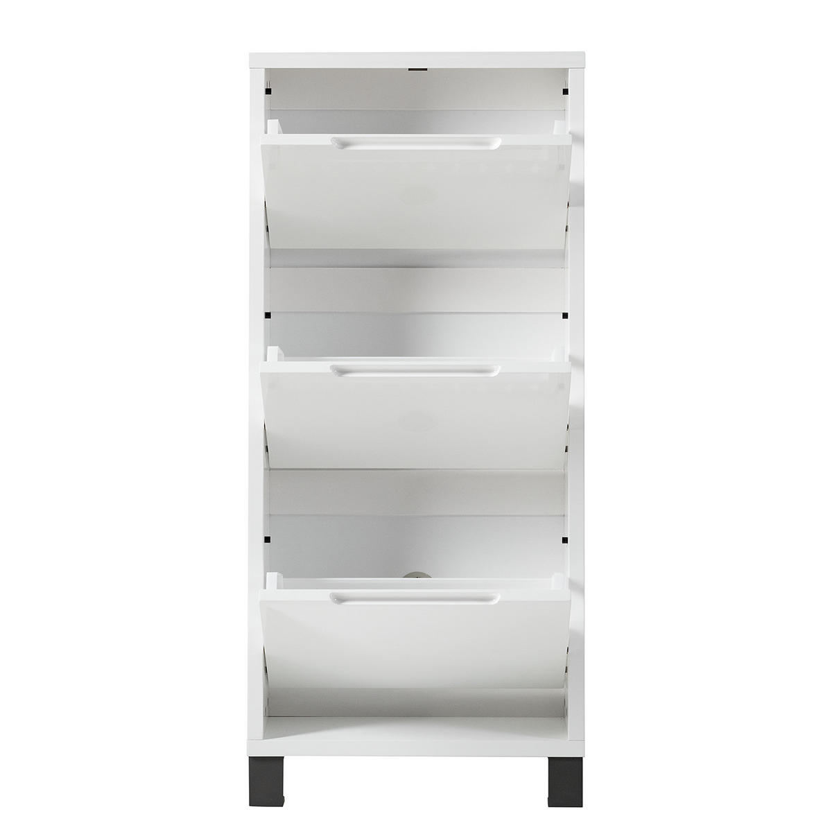 SCHUHKIPPER - Weiß Hochglanz/Grau, Holzwerkstoff (53/118/17cm) - home24