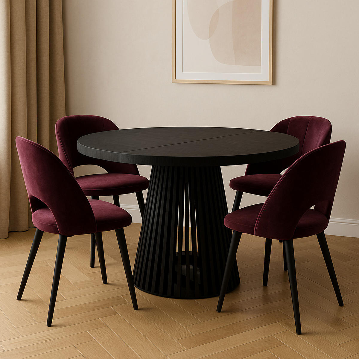 TISCH Schwarz DUSTO Ausziehbar Mit Lamellen 120/220 cm - Schwarz, Holzwerkstoff (120/120/77cm) - Sepro Meble