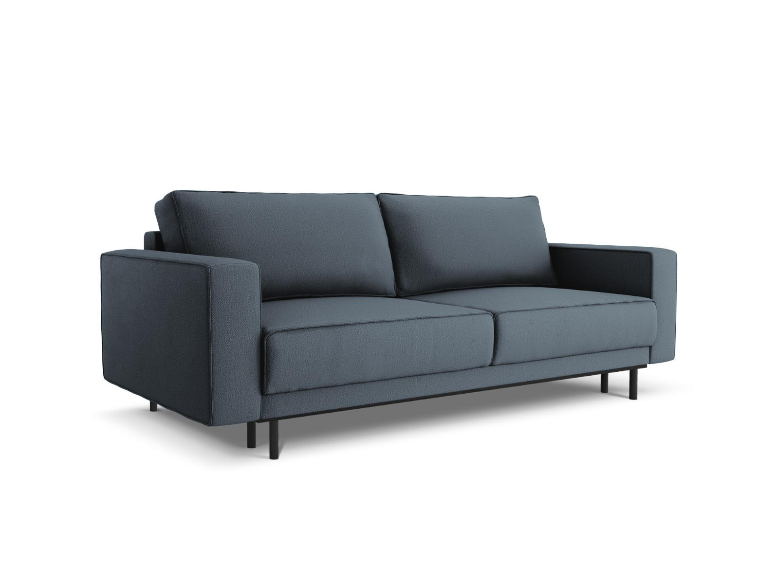 AUSKLAPPBARES-SOFA mit Bettkasten Caro aus strukturiertem Stoff blau 3 Sitzplätze - Blau, Textil (97/93/236cm) - Micadoni