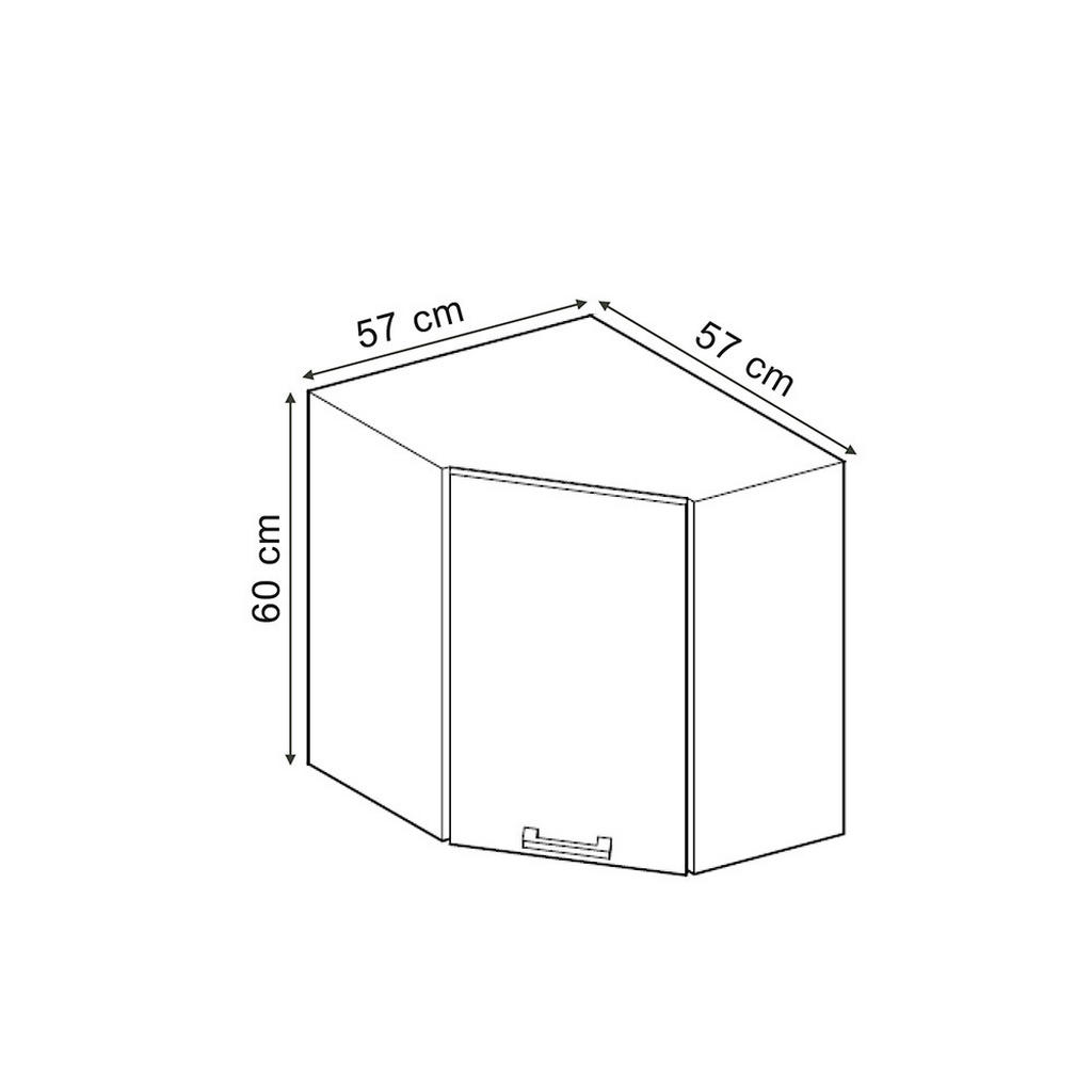 Thumbnail - Vicco Eckhängeschrank, Schwarz Hochglanz, Honigeiche, Holzwerkstoff, 2 Fächer, Quadratisch, 57x60x34.1 cm, Küchen, Küche...