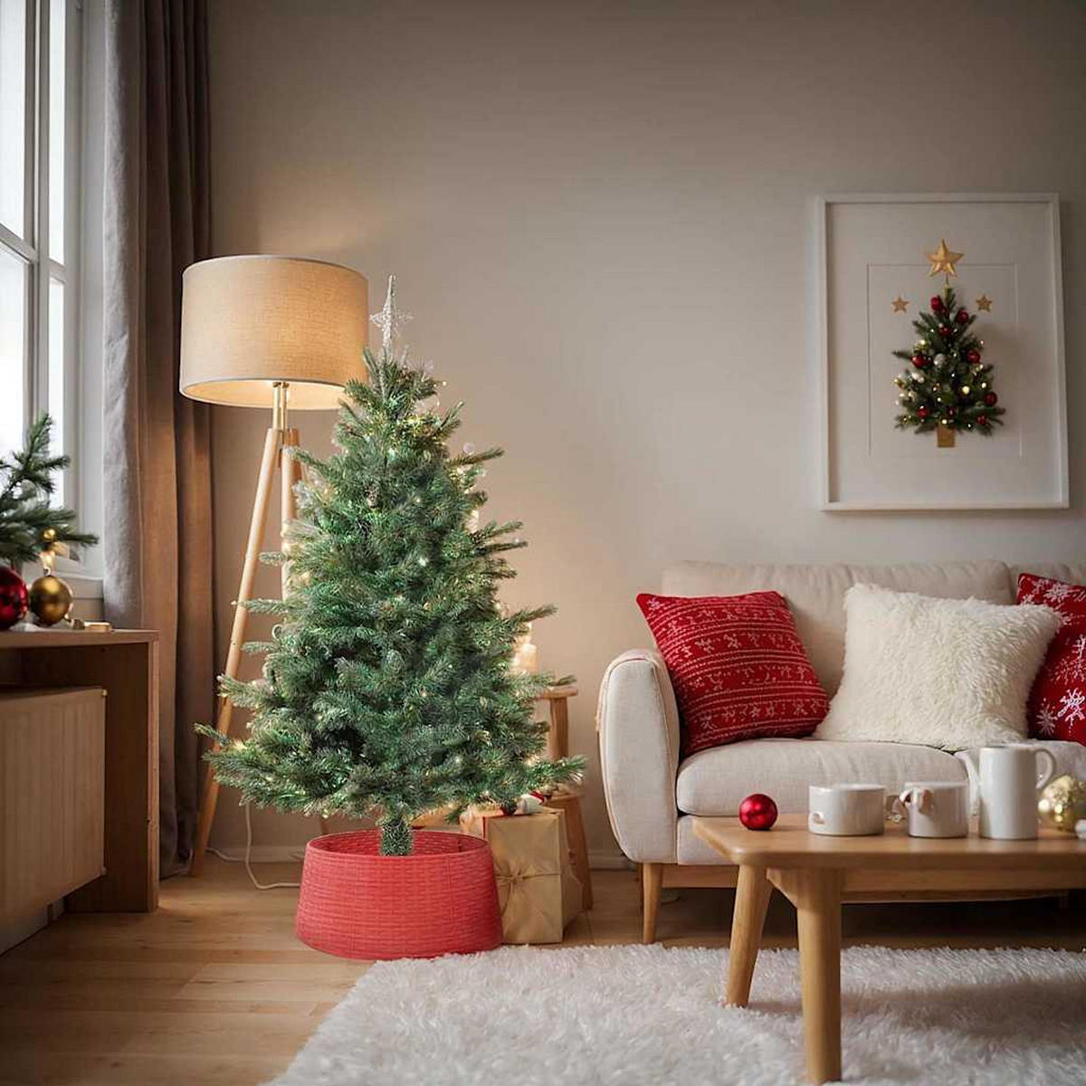 WEIHNACHTSBAUMROCK Haltbar 65/65/24 cm Rot Kunststoff - Rot, Kunststoff (65/24/65cm) - vidaXL