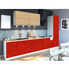 KÜCHENZEILE Florence 8-teilig Beige / Verkehrsrot 392 / 59 / 207 cm - Beige/Rot, Holzwerkstoff (392/207/59cm) - Feldmann-Wohnen