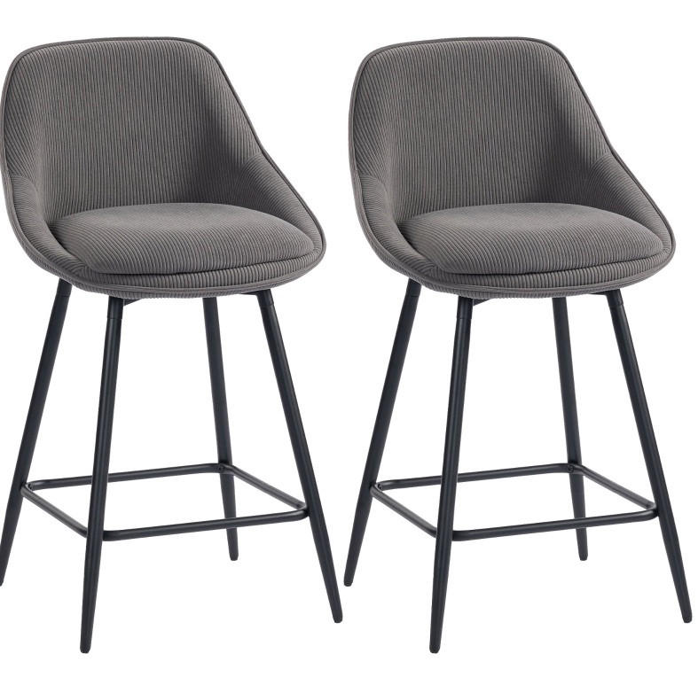 BARHOCKER 2er-Set drehbar 65 cm Polyester Gray - Grau, Metall (49/88/52cm) - Meubliv