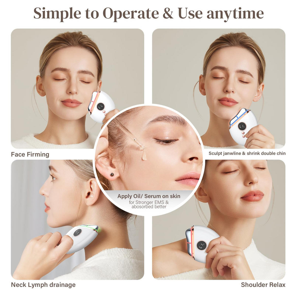 GESICHTSMASSAGEGERÄT mit Wärme, Für Gesicht Anti Falten Anti Aging - Weiß, Kunststoff (7.5/10/3cm) - Kaket