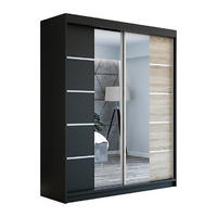 SCHWEBETÜRENSCHRANK 180 cm KOMFORT Farbe:Schwarz,sonoma - Schwarz/Braun, Holzwerkstoff (180/215/59.5cm) - A&J MöbelLand